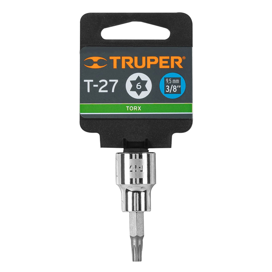 Dado punta torx T-27, cuadro 3/8', Truper Caja con 6, 13572