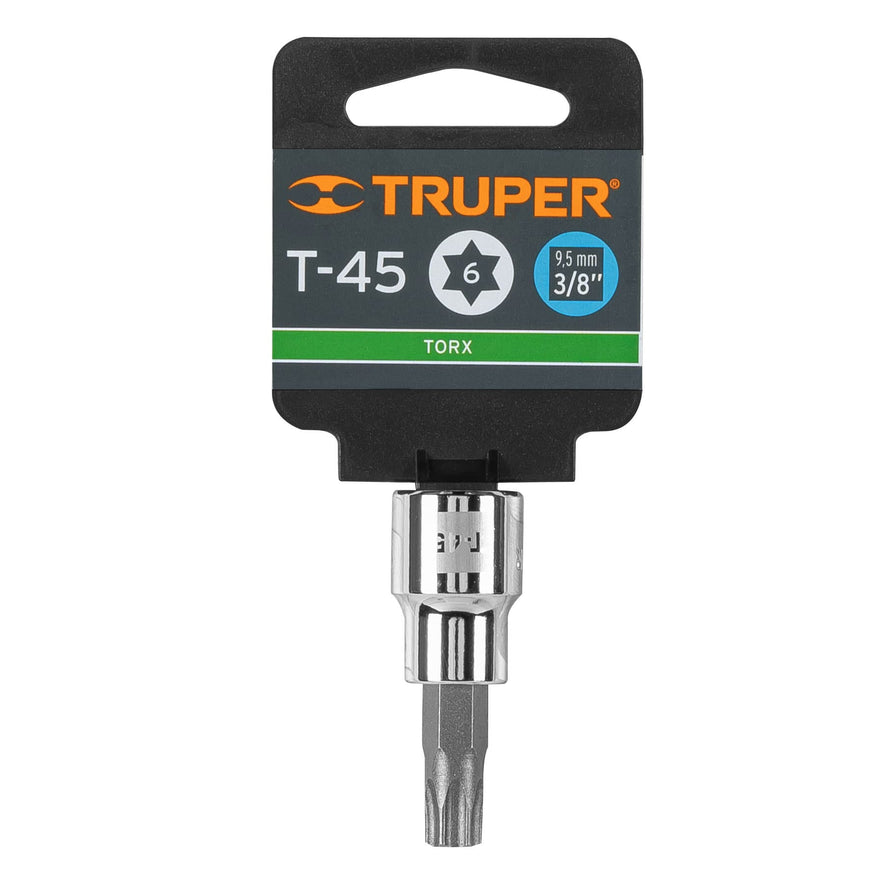 Dado punta torx T-45, cuadro 3/8', Truper Caja con 6, 13575