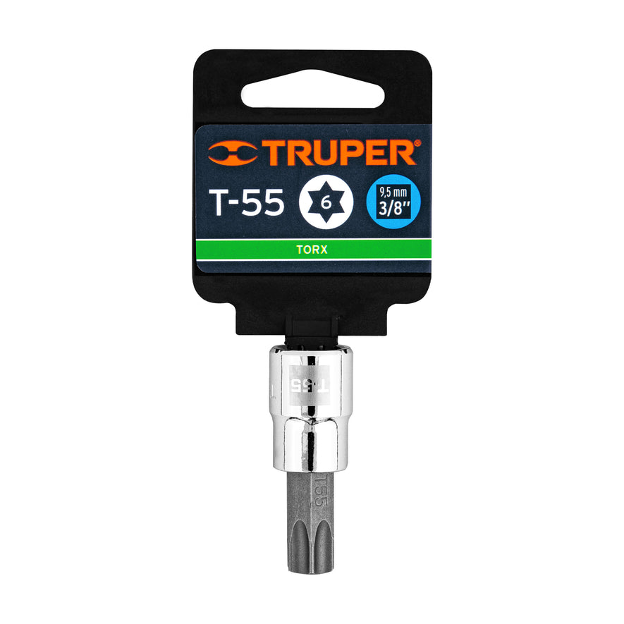 Dado punta torx T-55, cuadro 3/8', Truper Caja con 6, 13577