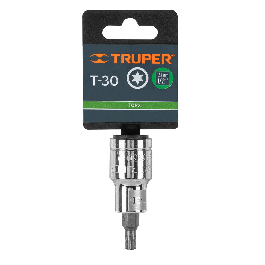 Dado punta torx T-30, cuadro 1/2', Truper Caja con 6, 13436