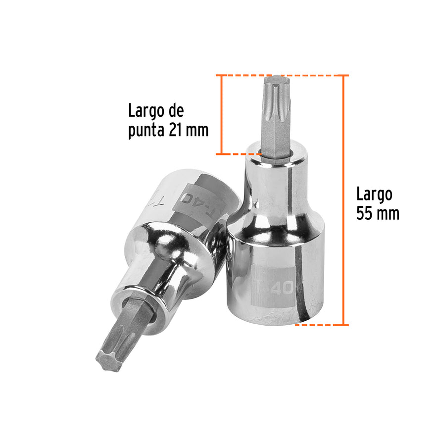Dado punta torx T-40, cuadro 1/2', Truper Caja con 6, 13437
