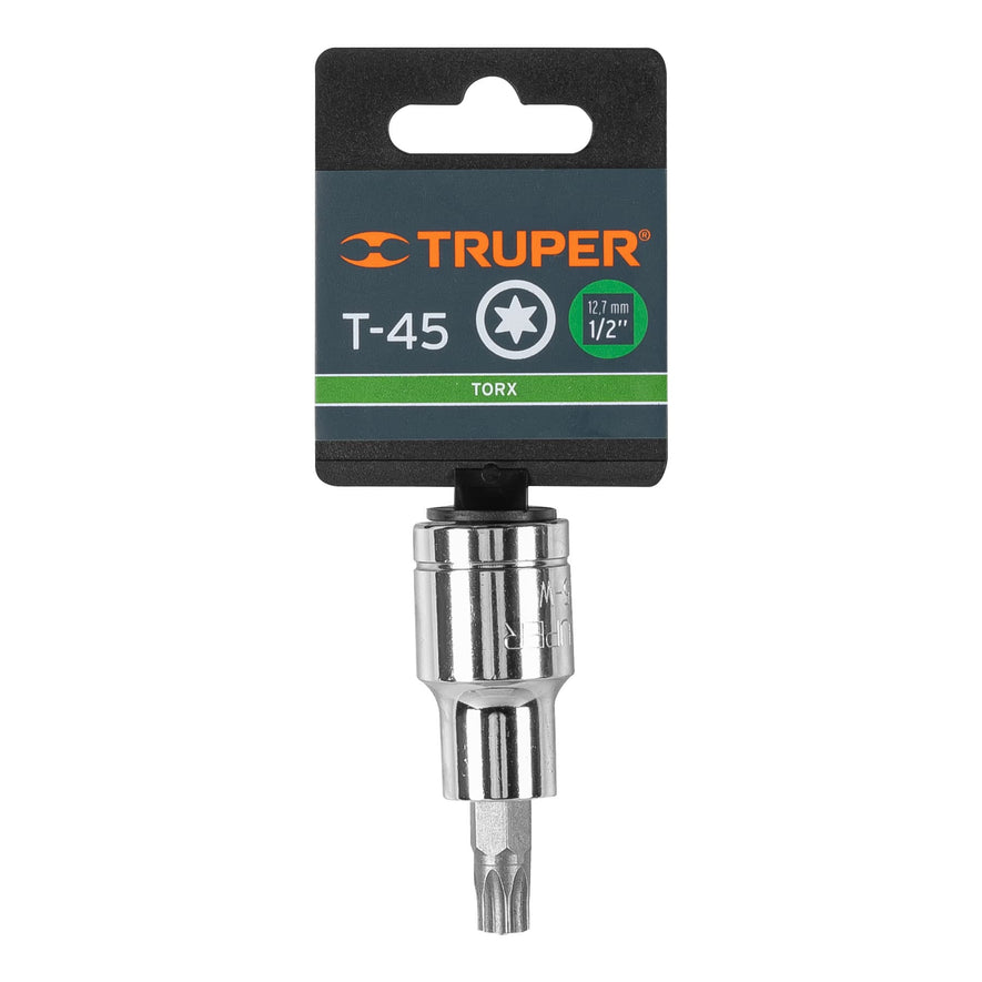 Dado punta torx T-45, cuadro 1/2', Truper Caja con 6, 13438