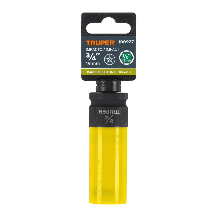 Dado largo impacto prot. plást. 3/4', 6 puntas, cuadro 1/2' Caja con 6, 100927