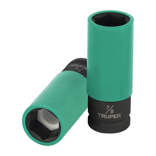 Dado largo impacto prot. plást. 7/8', 6 puntas, cuadro 1/2' Caja con 6, 100929