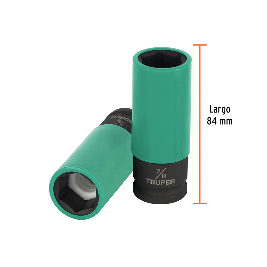 Dado largo impacto prot. plást. 7/8', 6 puntas, cuadro 1/2' Caja con 6, 100929