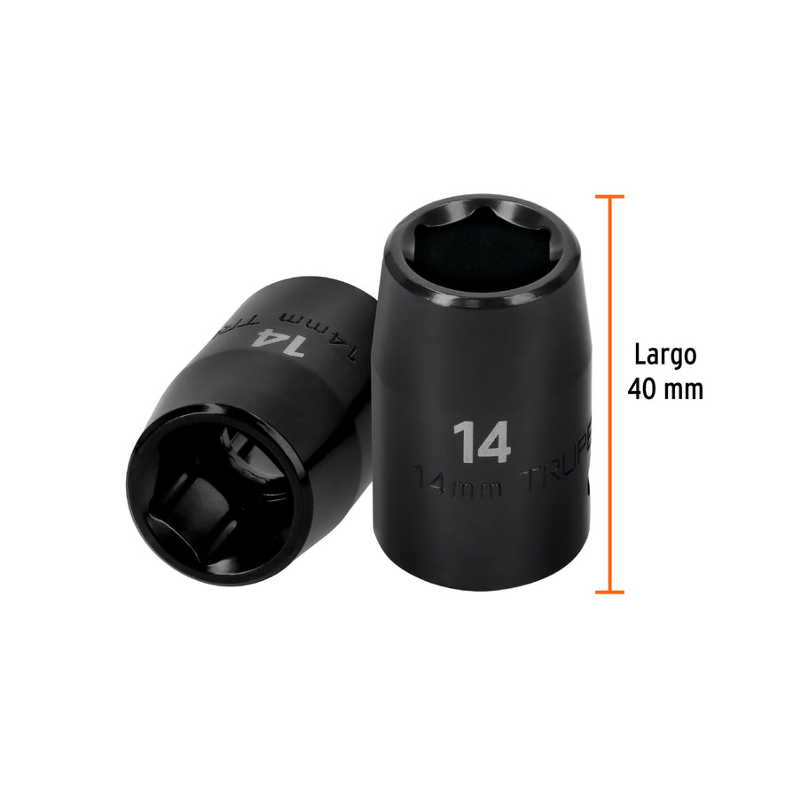 Dado cuadro 1/2' de impacto 6 puntas de 14 mm, Truper Caja con 6, 12414