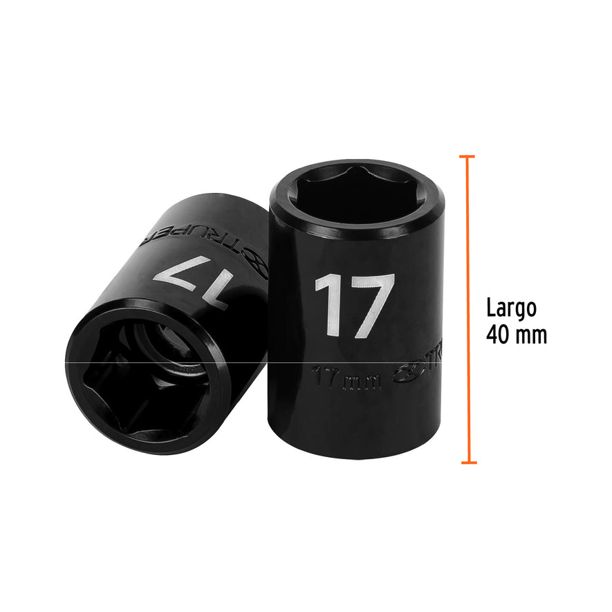 Dado cuadro 1/2' de impacto 6 puntas de 17 mm, Truper Caja con 6, 12417