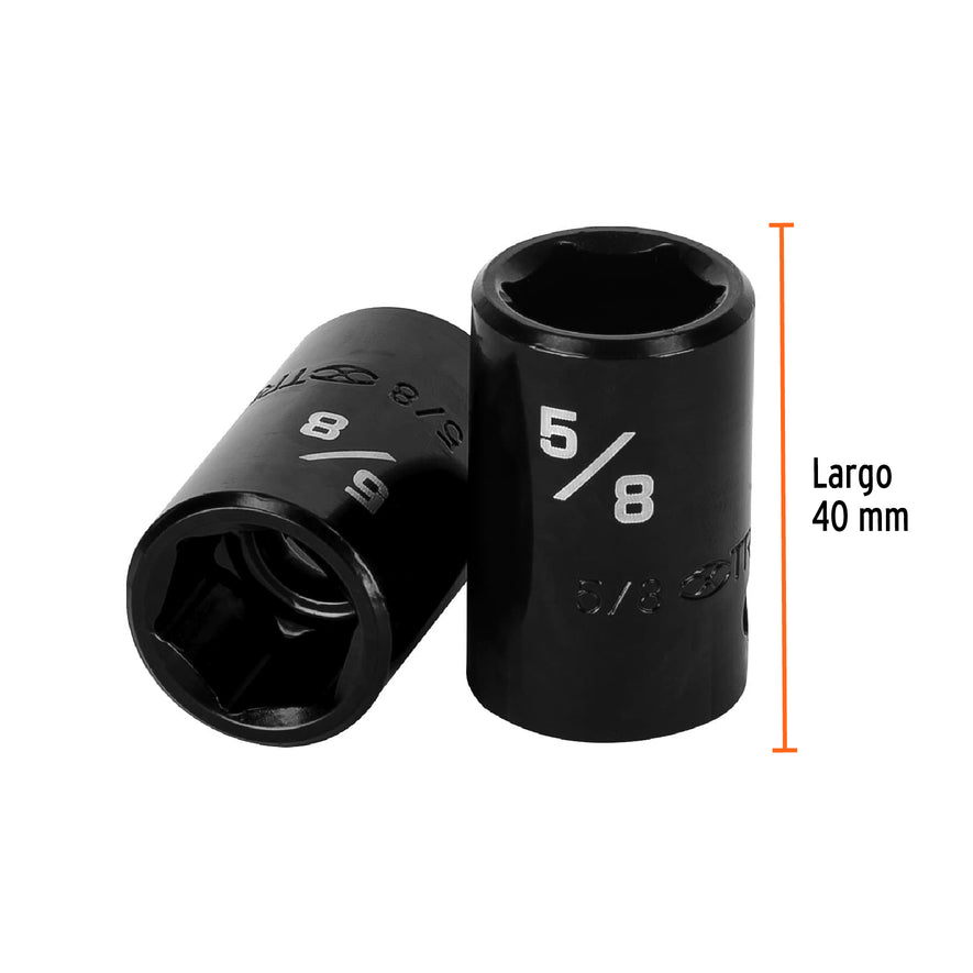 Dado de impacto de 5/8', 6 puntas cuadro 1/2', Truper Caja con 6, 13379