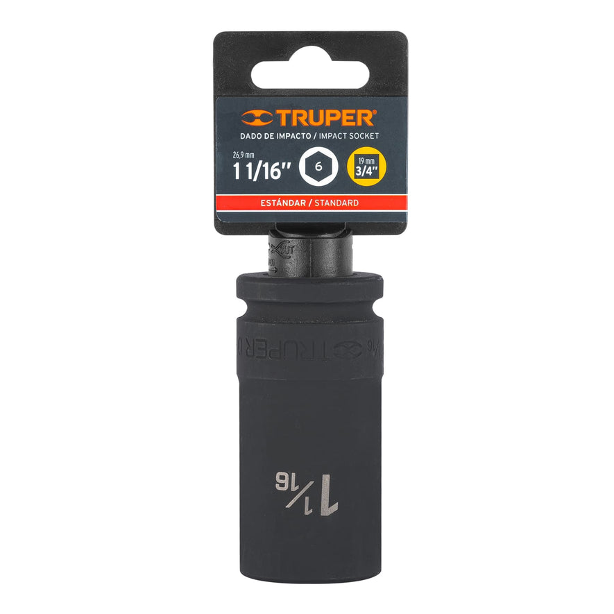 Dado largo de impacto de 1-1/16', 6 puntas, cuadro 3/4' Caja con 3, 12435