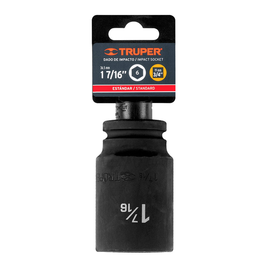 Dado largo de impacto de 1-7/16', 6 puntas, cuadro 3/4' Caja con 3, 12441