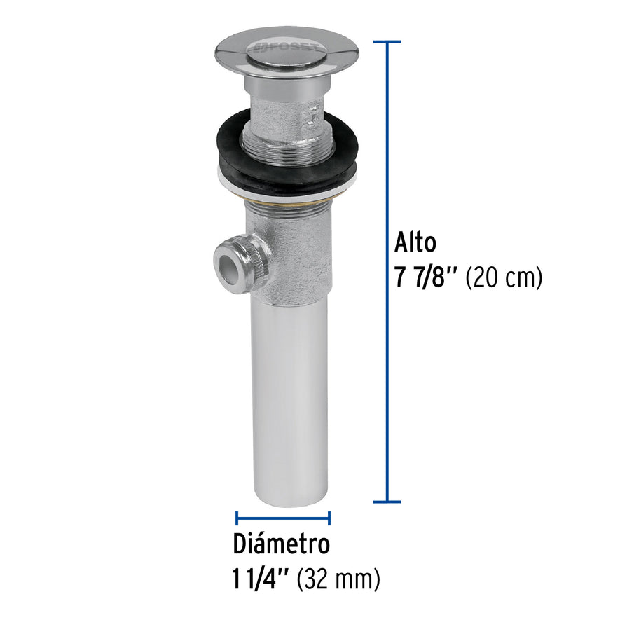 Contra p/lavabo c/rebosadero y sist automático, cromo, 1-1/4 Caja con 2, 49441