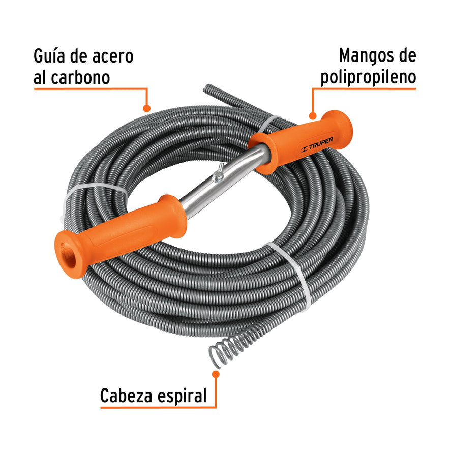 Destapacaños de 15 m tipo barreno con manivela, Truper, 15150