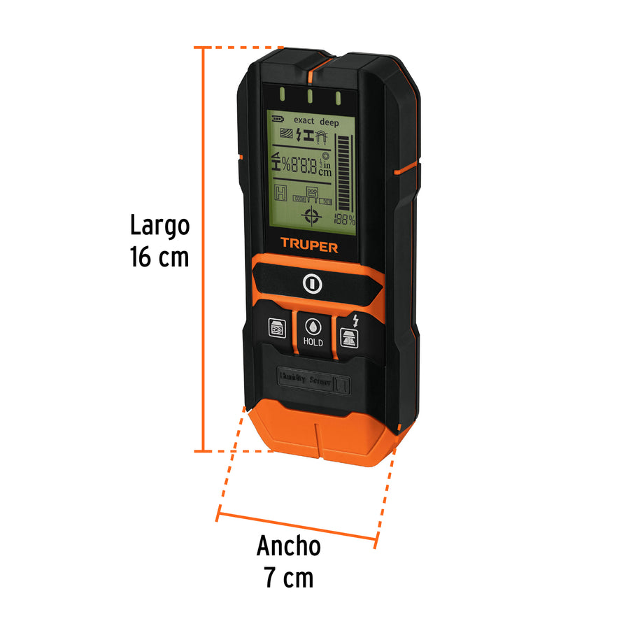 Detector de materiales detrás de muros, profundidad máx 12cm, 100651