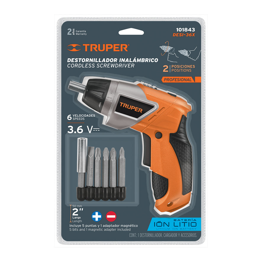 Destornillador inal. 3.6V, 2 posiciones, TRUPER PRO Caja con 2, 101843