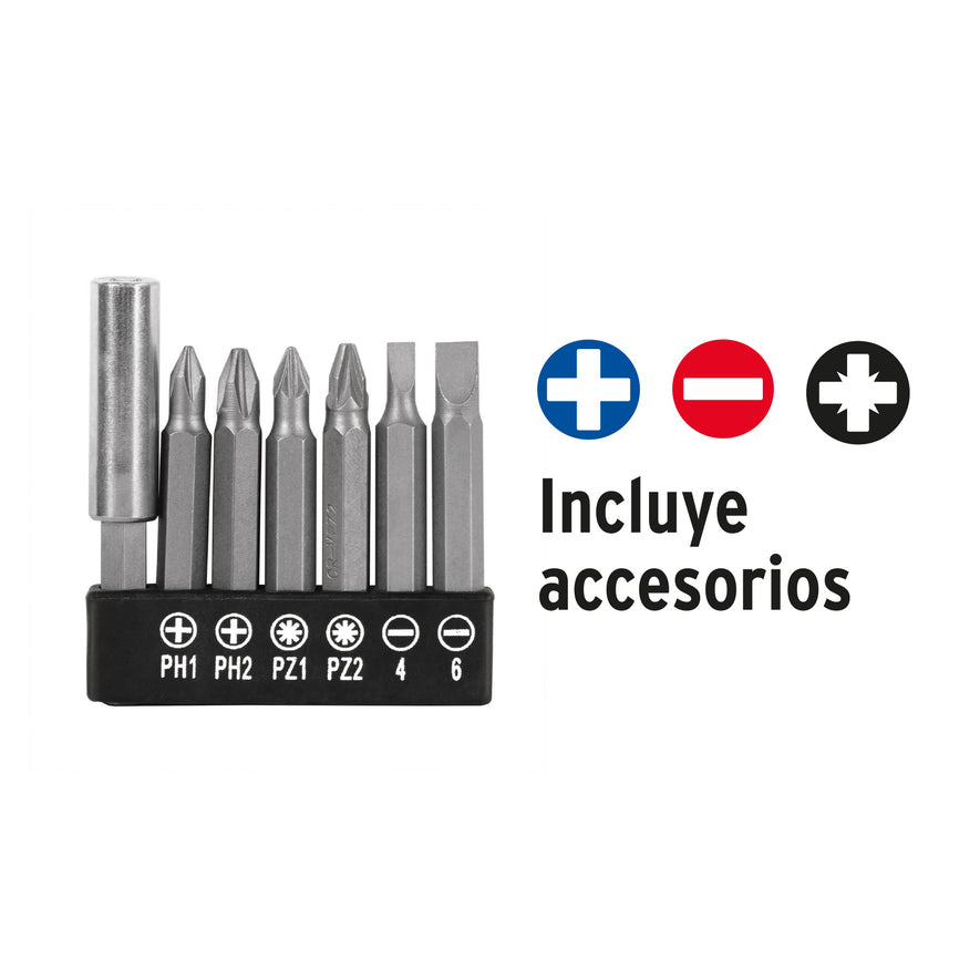 Destornillador inal. 3.6V, TRUPER PRO Caja con 2, 17033