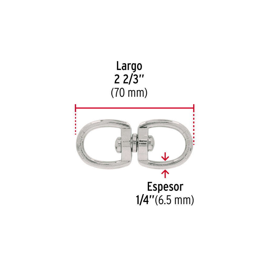 Destorcedor metálico de 1/4', Fiero Caja con 12, 44100