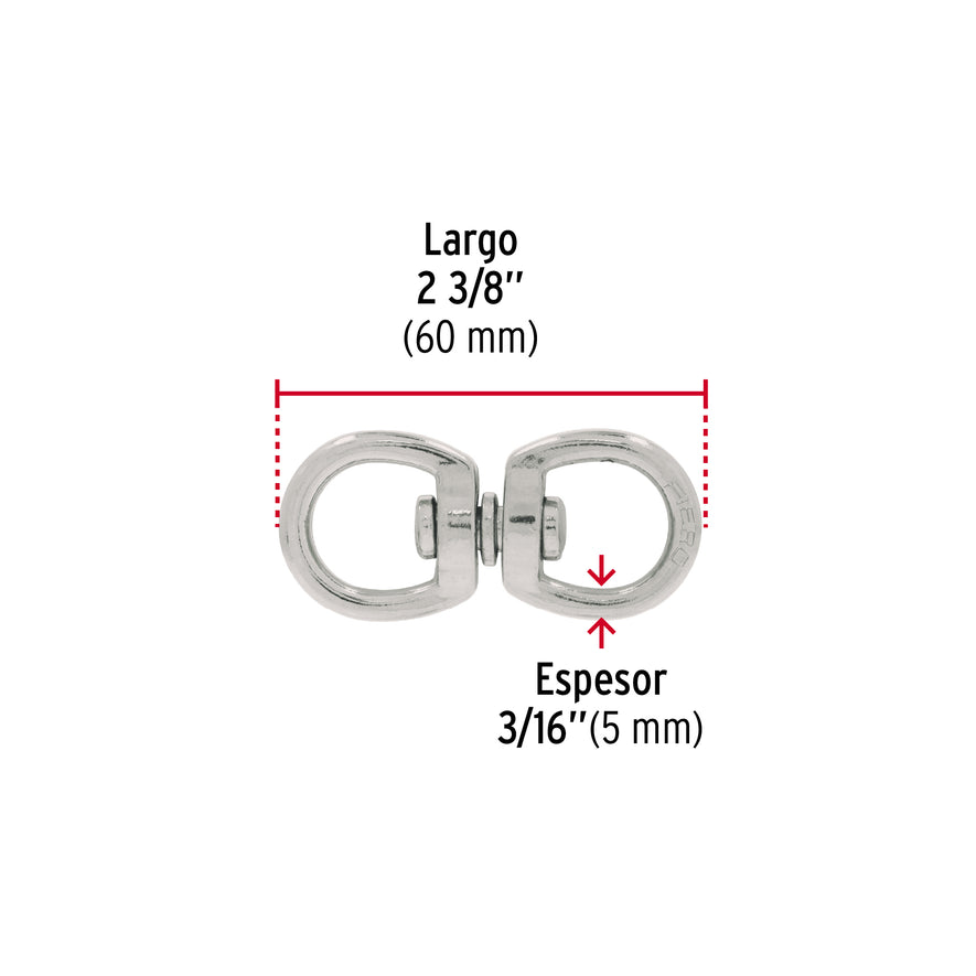 Destorcedor metálico de 3/16', Fiero Caja con 12, 44099