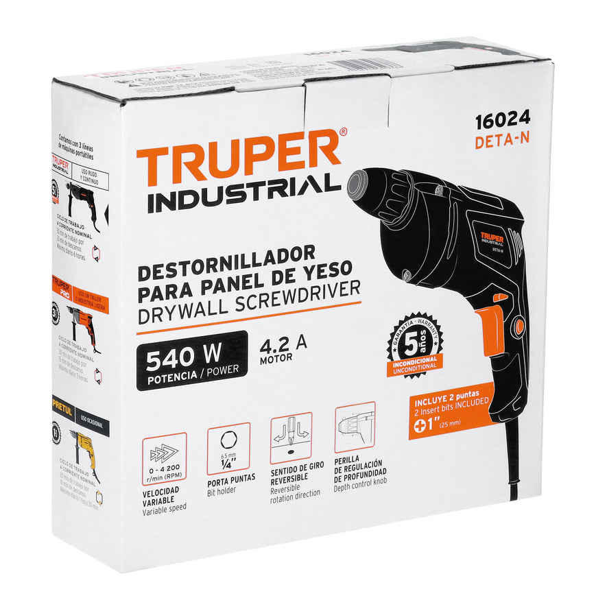 Destornillador para panel de yeso 540W, TRUPER INDUSTRIAL, 16024