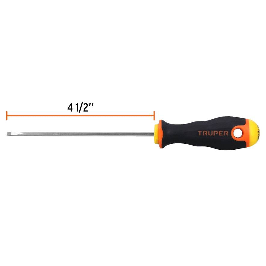 Desarmador cabinet 1/8' x 4-1/2' mango Comfort Grip, Truper Caja con 6, 18549