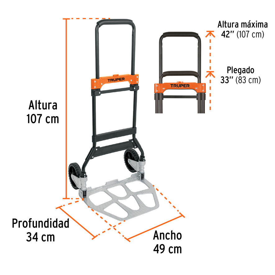 Diablo de carga, plegable, 120 kg, Truper, 103198