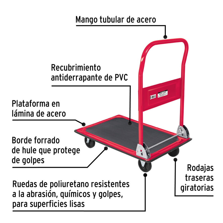 Carro de carga plegable tipo plataforma, 150 kg, Pretul, 48595