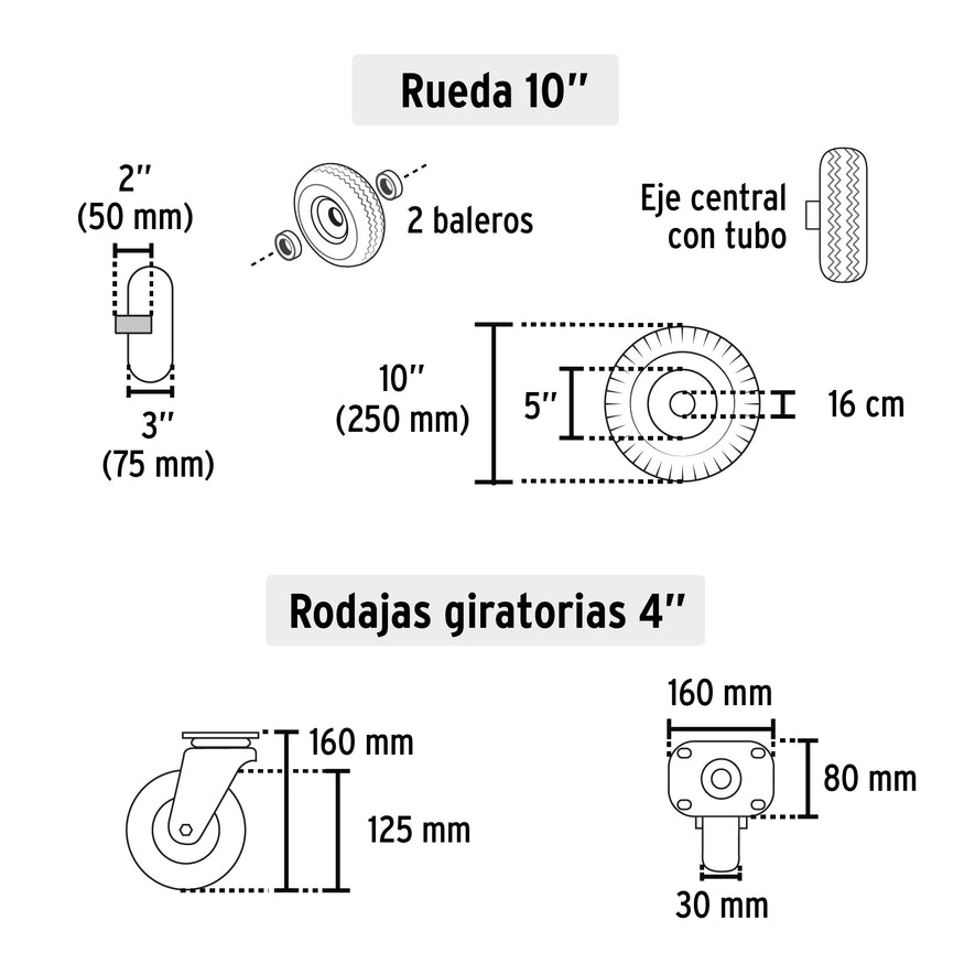 Diablo de carga convertible 3 en 1, 270Kg, Pretul, 26079