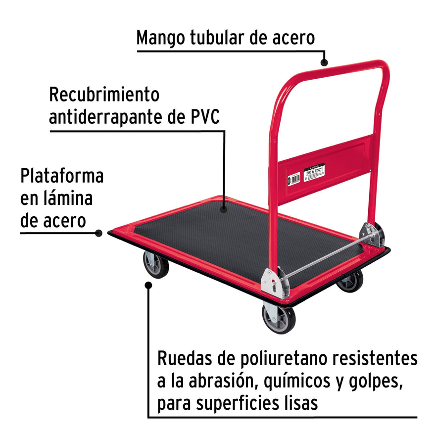 Carro de carga plegable tipo plataforma, 300 kg, Pretul, 49907