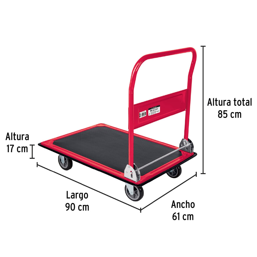 Carro de carga plegable tipo plataforma, 300 kg, Pretul, 49907