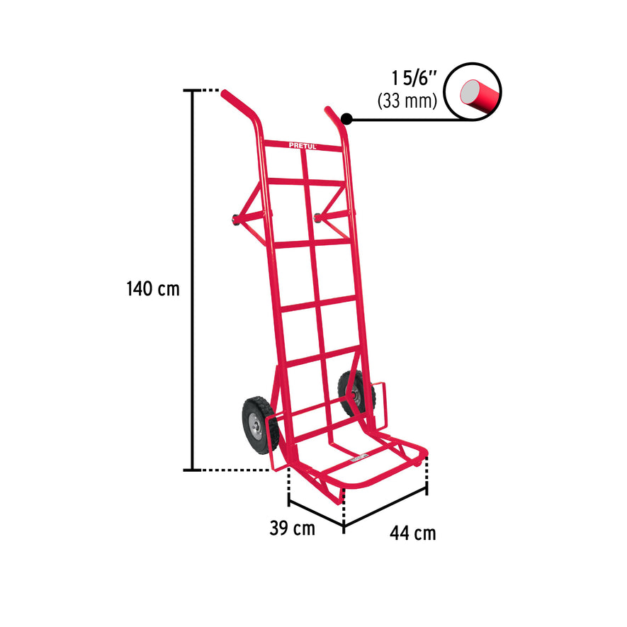 Diablo de carga de 450 kg, ruedas sólidas, doble balero, 44479