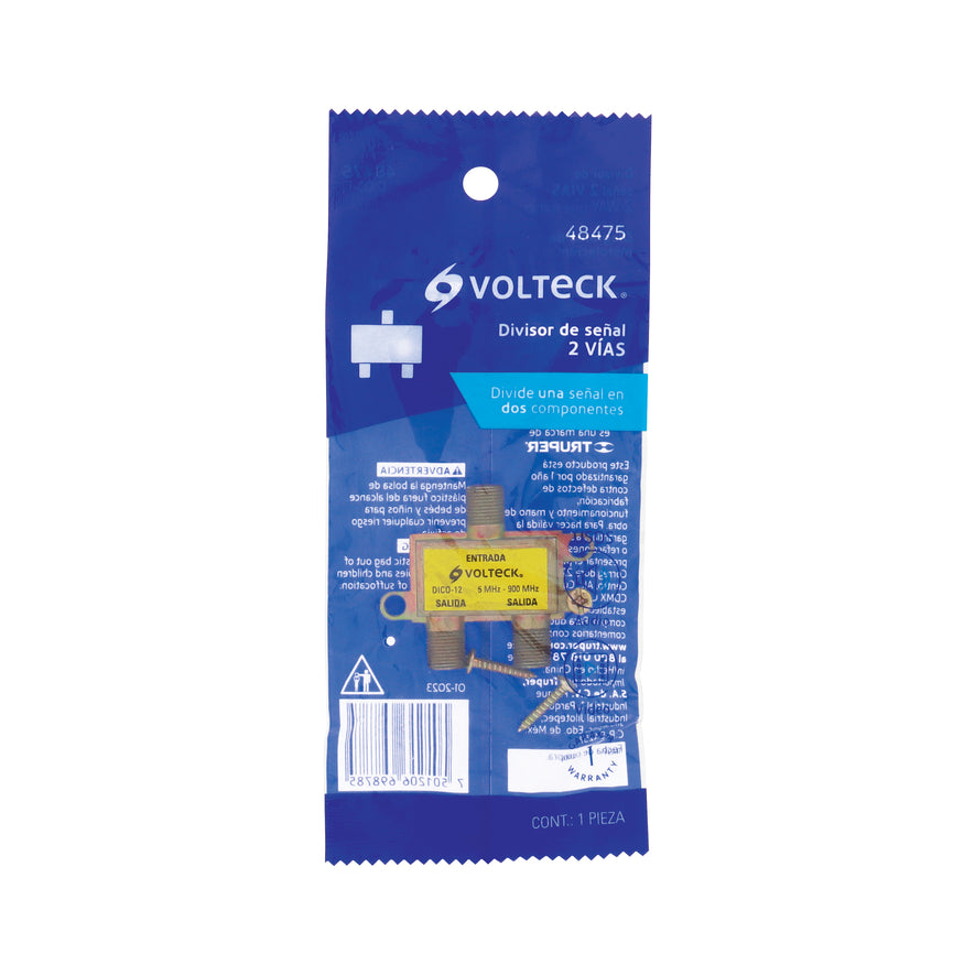 Divisor coaxial de 1 entrada y 2 salidas, Volteck Caja con 20, 48475
