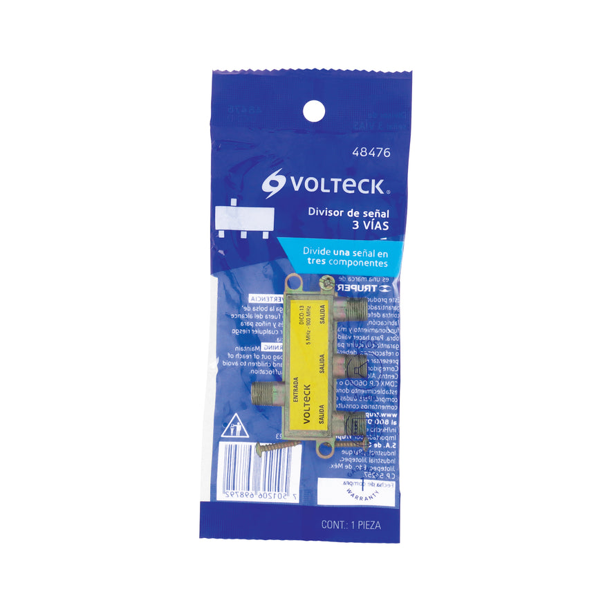 Divisor coaxial de 1 entrada y 3 salidas, Volteck Caja con 10, 48476