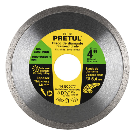 Disco de diamante de 4' x 1.8 mm rin continuo, Pretul Caja con 4, 21001