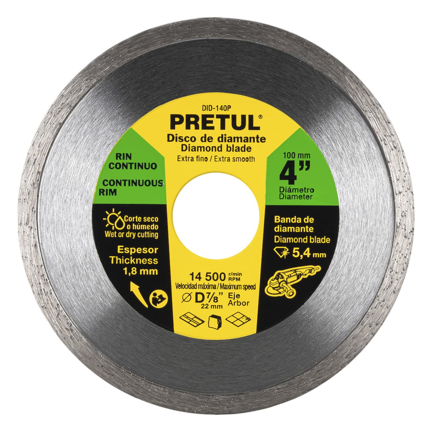 Disco de diamante de 4' x 1.8 mm rin continuo, Pretul Caja con 4, 21001