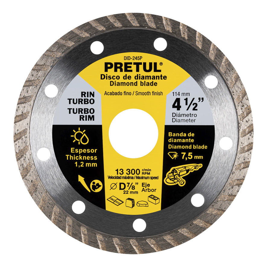 Disco de diamante de 4-1/2' x 1.2 mm rin turbo, Pretul Caja con 4, 27017