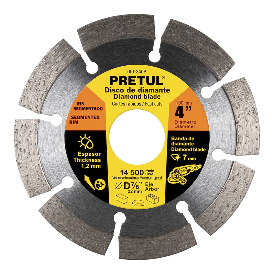 Disco de diamante de 4' x 1.2 mm rin segmentado, Pretul Caja con 2, 27031