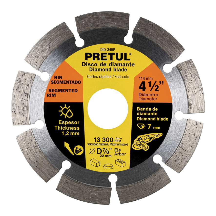 Disco de diamante de 4-1/2' x 1.2 mm rin segmentado, Pretul Caja con 4, 27032