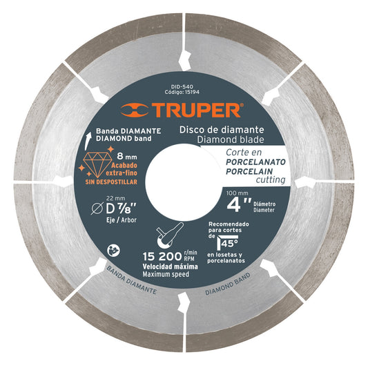 Disco de diamante de 4' x 1.3 mm corte de porcelanato Caja con 2, 15194