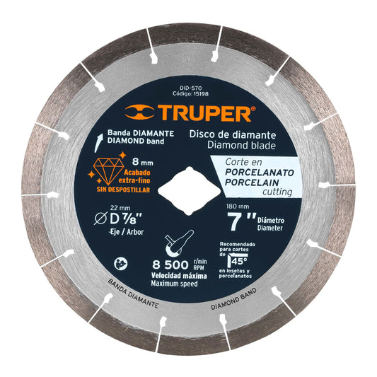 Disco de diamante de 7' x 1.6 mm corte de porcelanato Caja con 2, 15198