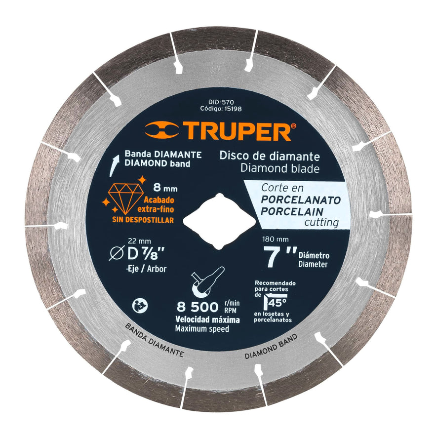 Disco de diamante de 7' x 1.6 mm corte de porcelanato Caja con 2, 15198