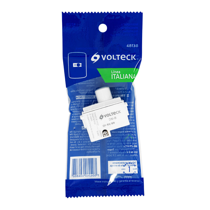 Dimmer giratorio, línea Italiana, color blanco, Volteck Caja con 12, 48138