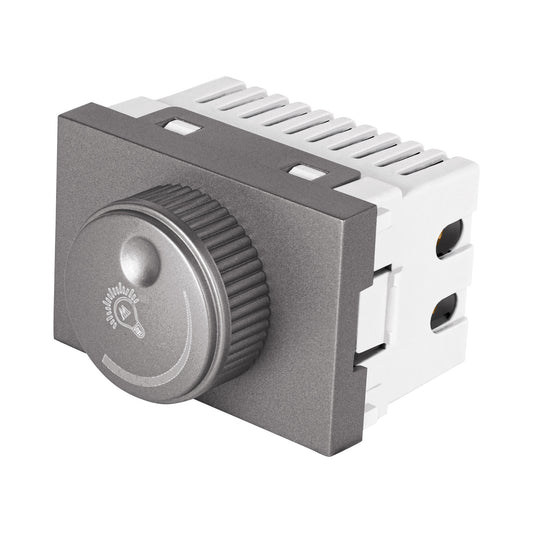 Dimmer giratorio acero inox de 1.5 módulos, línea Lisboa Caja con 12, 47833