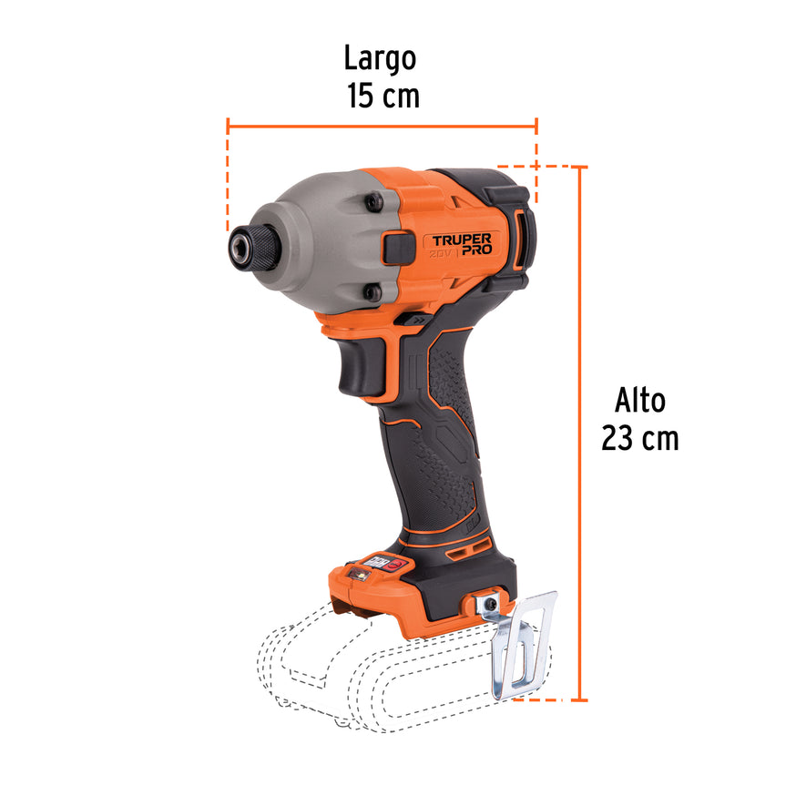Destornillador de impacto 1/4', 20V, sin accesorios, PRO, 103254