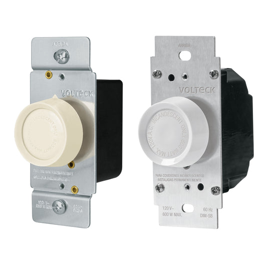 Atenuador de luz giratorio, Standard, marfil, Volteck Caja con 5, 46302