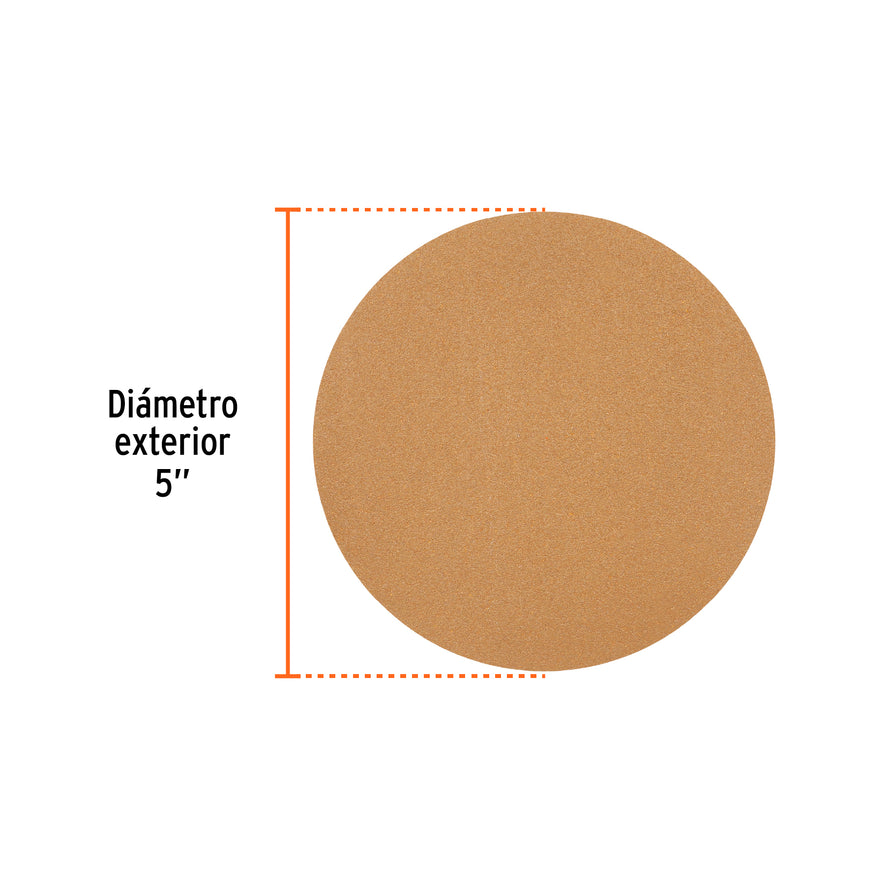 Caja 5 discos de lija p/madera 5' grano 120, velcro, s/perf. Caja con 5, 103424
