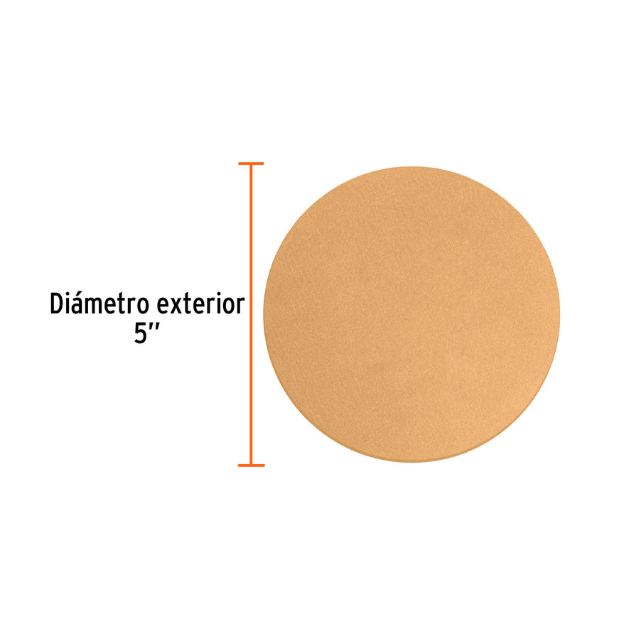 Caja 5 discos de lija p/madera 5' grano 150, velcro, s/perf. Caja con 5, 103425