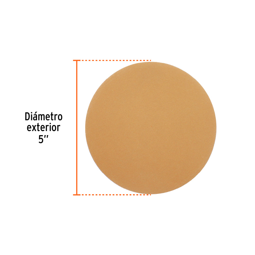 Caja 5 discos de lija p/madera 5' grano 220, velcro, s/perf. Caja con 5, 103427