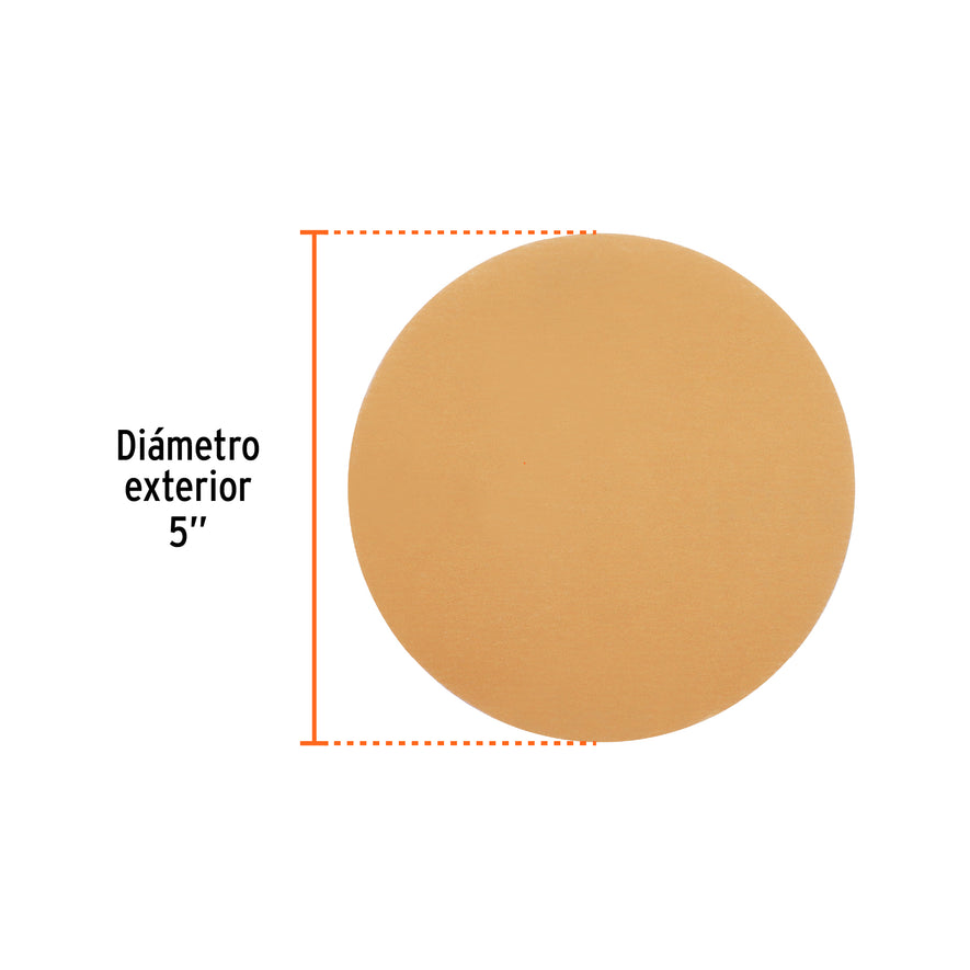 Caja 5 discos de lija p/madera 5' grano 320, velcro, s/perf. Caja con 5, 103429