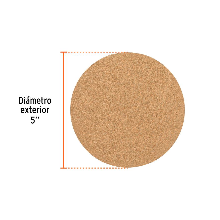 Caja 5 discos de lija p/madera 5' grano 40, velcro, s/perf. Caja con 5, 103419