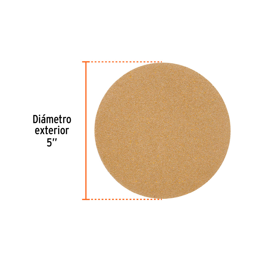 Caja 5 discos de lija p/madera 5' grano 60, velcro, s/perf. Caja con 5, 103421