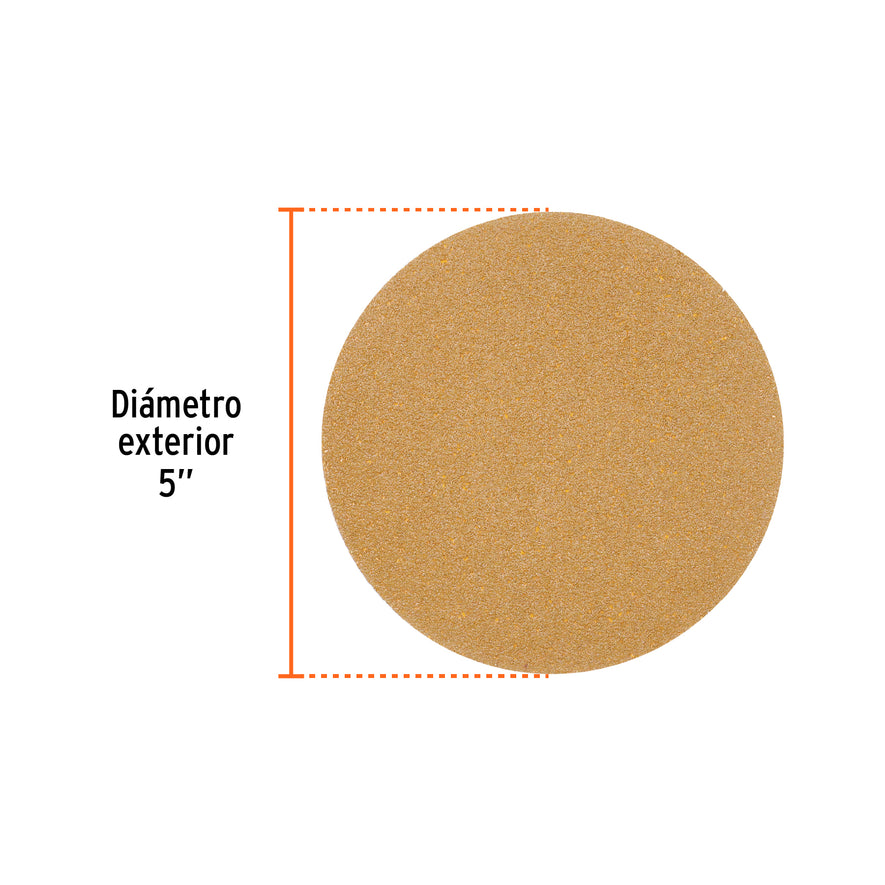 Caja 5 discos de lija p/madera 5' grano 80, velcro, s/perf. Caja con 5, 103422